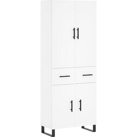 Credenza cassettiera mobile contenitore organizer cucina soggiorno salotto alto 695 x 34 x 180 cm legno ingegnerizzato bianco 020032735