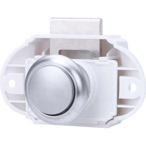 Serrure à bouton-poussoir sans clé chromée nacrée, adaptée aux accessoires pour camping-cars, bateaux, armoires et véhicules P02W-CH (1/5)