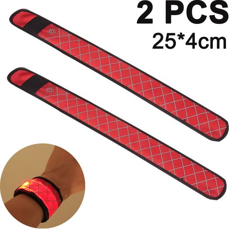 Bracelet LED Réfléchissant - Bande Lumineuse pour Course à Pied, Cyclisme et Poussette - 25 cm ou 35 cm - Vert ou Rouge - 2 Pièces (1/5)