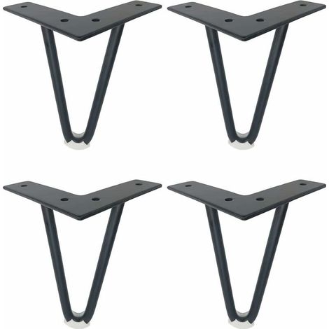 4 pièces Épingle À Cheveux Table Jambes Épais Solide en Métal Meubles Pied Chaise Canapé-Lit Armoire Pieds Fer DIY Heavy Duty Bureau Jambe,Noir,10cm