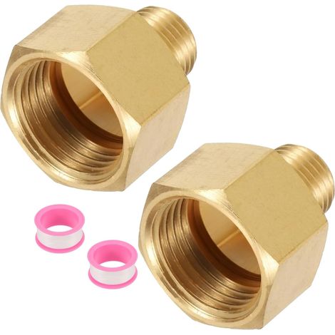 2Pcs Raccord De Tuyau Hexagonal en Laiton Ton Or  1/2" G Femelle × 1/4" NPT Mâle, 1/2" À 1/4" Adaptateur De Tuyau Femelle Avec PTFE Et Joints, Raccord De Tuyau En Laiton (1/5)