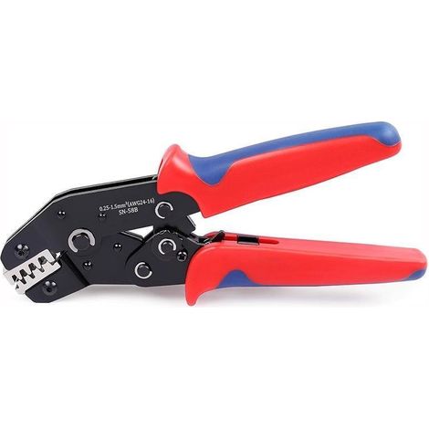Pince a Sertir Cosse Electrique, Pinces à Sertir avec Poignée Ergonomique Disponible pour les Connecteurs de Fils électriques SN-58B red+blue (1/3)