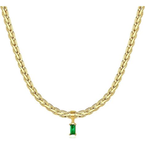 Collier ras du cou vintage en plaqué or 18 carats pour femme, étanche, anti-ternissement, avec pendentif rectangulaire en zircon. (1/5)