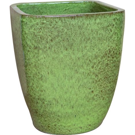 Provencelia Vauban 18x21cm, pot grande taille d'extérieur fait main en terre cuite émaillée, résistant au gel, vert de lac (1/4)