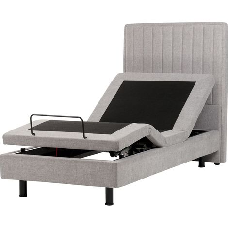Bett verstellbar Stoff DUKE II 90 x 200 cm Hellgrau (1/5)