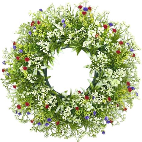 Guirlande - Couronne De Plantes Artificielles - Pour Porte Fenêtre Mur Intérieur Extérieur - 33 Cm - Vert (1/5)