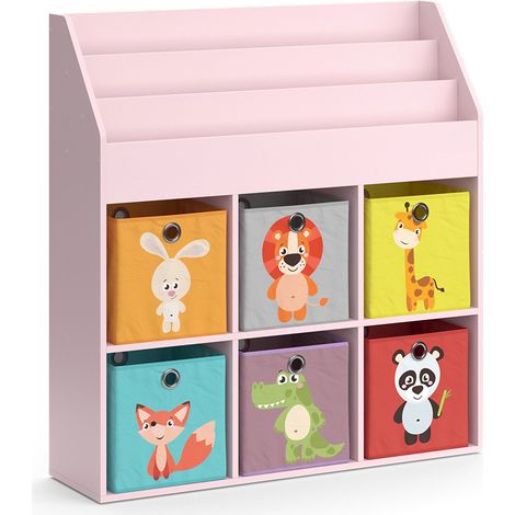 Kinderregal Luigi, Rosa, 107.2 x 114.2 cm mit 6 Faltboxen (bunt), Vicco
