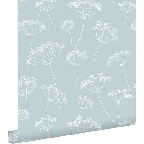 papier peint ombelles bleu clair et blanc - ESTAhome (1/5)