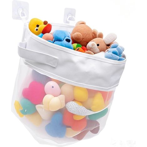 Filet de rangement pour jouets de bain pour enfants, filet résistant à la moisissure, perméable à l'eau et respirant, sac de rangement pour jouets de différentes catégories (1/5)