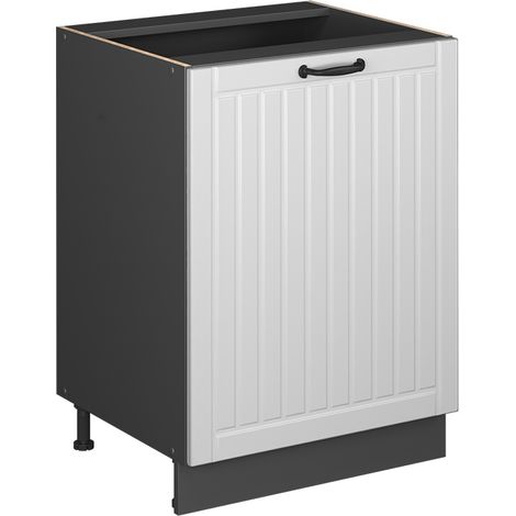 Mobiletto base cucina Fame-Line, Bianco rustico/Antracite, 60 cm 1 anta senza piano di lavoro, Vicco (1/5)
