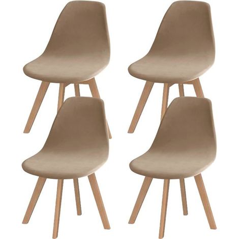 4Pcs Velours Housses de Chaise de Salle à Manger Scandinaves, Extensible Couverture de Chaise sans Accoudoirs - Kaki (1/5)