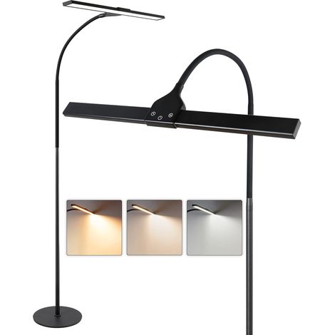 ZMH LED Lampadaire Salon Liseuse à intensité variable - Moderne Noir Lampadaire Touch Control Lampadaire avec Minuterie Fonction Mémoire Lampe