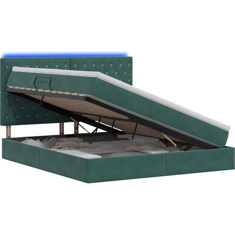Maison Exclusive - Letto con contenitore LED e materasso Verde Scuro 140 x 200 cm (1/5)