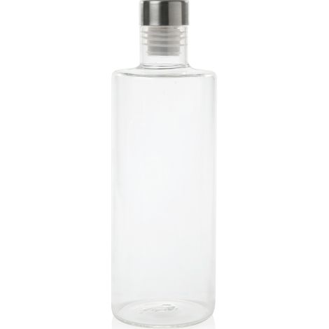 Bottiglia rotonda in vetro con tappo in acciaio inox con vite antigoccia Ø8x29cm (capacità 1l) (1/2)