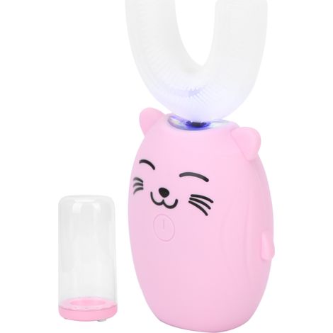 Brosse à dents électrique automatique en forme de U pour enfants, brosse à dents sonique étanche, nettoyant buccal, rose, 2-6 ans (1/5)