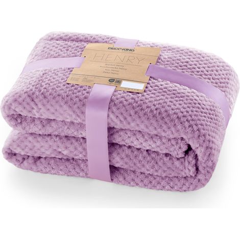 DecoKing- Coperta in microfibra, pile morbido, Tessuto, 70 x 150 cm, Viola (1/5)