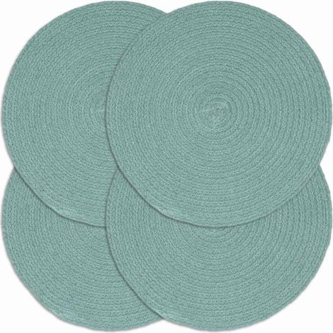 vidaXL Placemats 4 pcs Plain Green 38 cm Round Cotton (1/4)