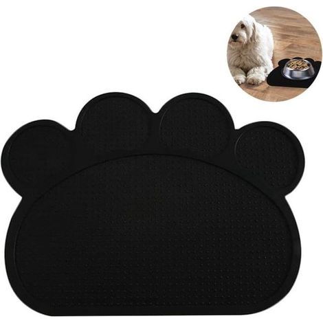 Tapis Gamelle pour Chien Chat Tapis de Nourriture en Silicone pour Animaux de Compagnie Tapis d’Alimentation Antiderapant facile à porter(noir) (1/5)