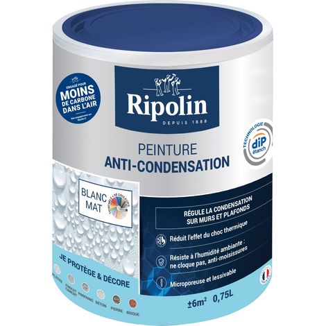 Ripolin – Peinture anti-condensation microporeuse – Mat – Blanc teintable – 0,75L – Régule condensation et résiste à l'humidité (1/7)