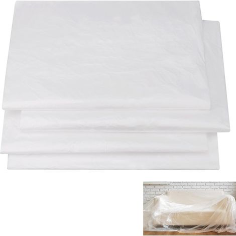 4 Packs Extra Large Plastic Tarpaulin for Protection, 4 x 5 m Protective Paint, Waterproof Plastic Sheets, Dust Sheets for Painting and Furnishing
