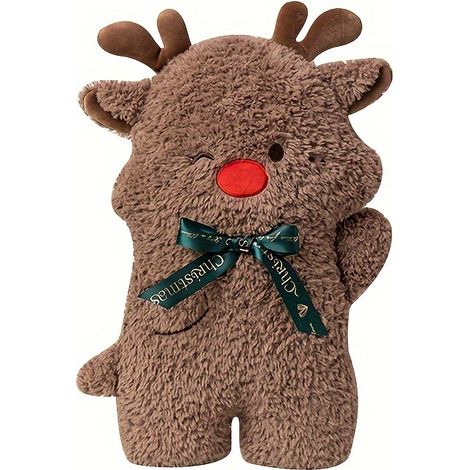 SNUGGLEON Peluches de Noël - Coussin décoratif Père Noël et rennes adorables avec des touches de rouge festif (1/5)