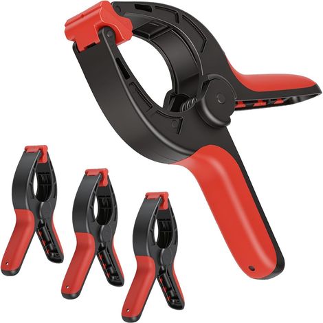 4 PCS Pinces à Ressort,Serre-Joints Avec Large Plage De Serrage,Pince De Serrage,Clips De Fixation Avec Mâchoires Striées Et Mobiles Pour Bricolage,Photographie Et Travaux De Menuiserie (1/5)