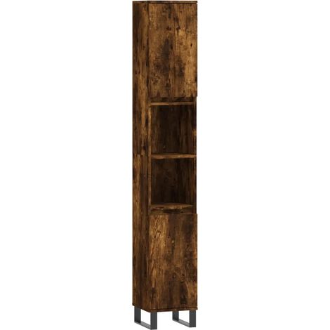 Armario de baño con almacenamiento modular 30 x 30 x 190 cm estilo industrial de madera contrachapada roble ahumado 020048994 (1/5)