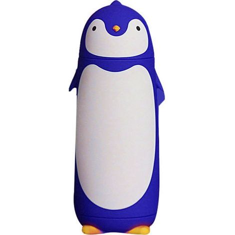 Gourde isotherme pingouin 300 ml, bleue, idéale pour les activités de plein air. (1/5)