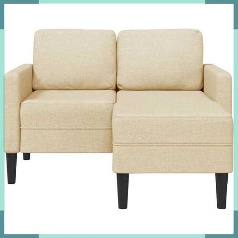 Canapé 2 places avec méridienne - 4107065 - crème - Tissu 100% polyester - 125x118x85 cm (1/5)