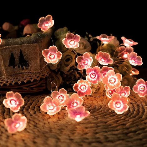 Guirnalda de luces de flores de cerezo de 2 m, luces de hadas para exteriores, guirnalda decorativa de luces artificiales de rodajas de limón para interiores y exteriores, ideal para dormitorios, fies (1/5)