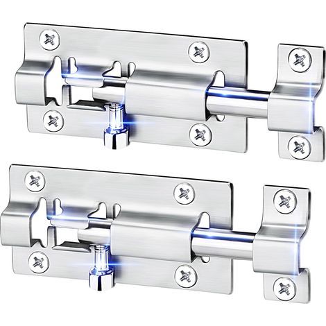 Lot de 2 verrous coulissants de 7,6 cm, en acier inoxydable épais, finition brossée, avec 12 vis.