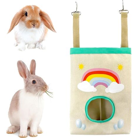Rabbit Hay Feeder, Hanging Rabbit Hay Feeder Bag for Hamster kaninchen meerschweinchen Chinchillas (1/5)