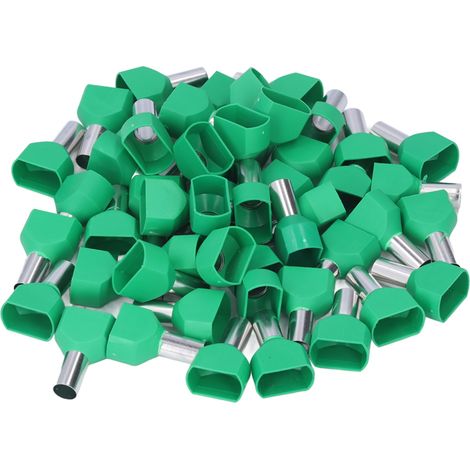 50 kaltgepresste Kabelschuhe, grüne Rohrhülsen, Crimpverbinder für rote Kupferdrähte aus robustem PVC (1/5)