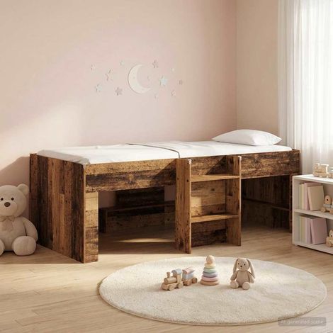 Marco de Cama Alta para Niños 2 pcs Madera envejecida