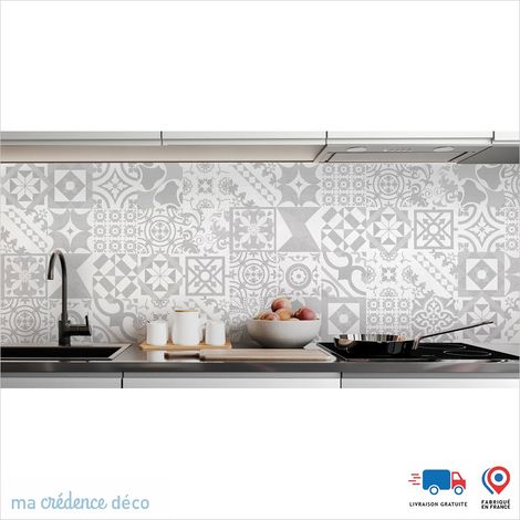 Crédence : Carreaux ciments antique 4 - Couleur gris - Alu composite - 120 - 60 (1/3)
