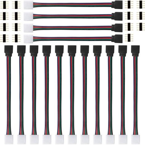 15 Pièces Connecteur Bande LED 4 Broches RGB 5050 - Pour Ruban LED SMD 5050/3528/2835, Contrôleur LED, Connecteur Rapide Sans Soudure, Longueur 17cm (1/5)