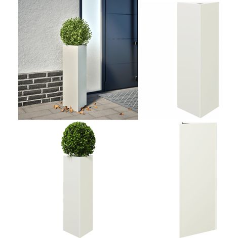 vidaXL Jardinière blanc triangulaire 30x26x75 cm acier (1/5)
