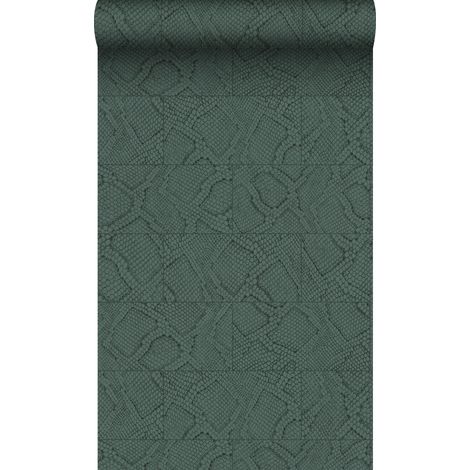 papier peint motif de carrellages avec imitation peau de serpent bleu canard  - Origin Wallcoverings (1/5)