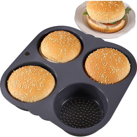 Moule à à Hamburger,Moule à à 4/6 cavités - Moule à Hamburger, Moule à, Moule à antiadhésif réutilisable pour Whoopie, Muffin Anglais, Petits s, Dessus de Muffin