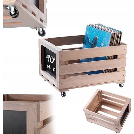 KADAX Schallplattenbox, 45 x 36 cm, Vinyl-Behälter, Halter, Tafel auf Rollen (1/5)