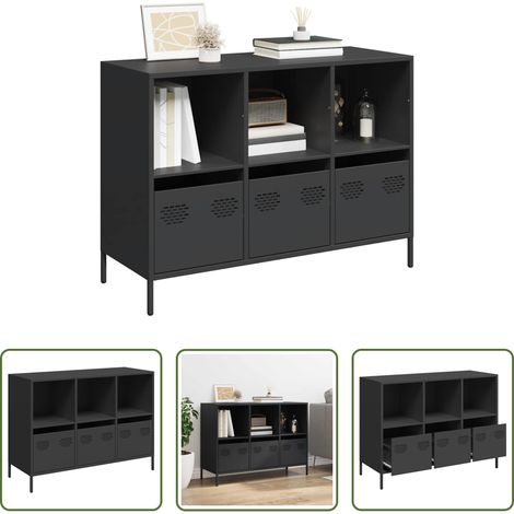 vidaXL Metallregal - Sideboard Schwarz 101,5x39x73,5 cm Kaltgewalzter Stahl (1/5)