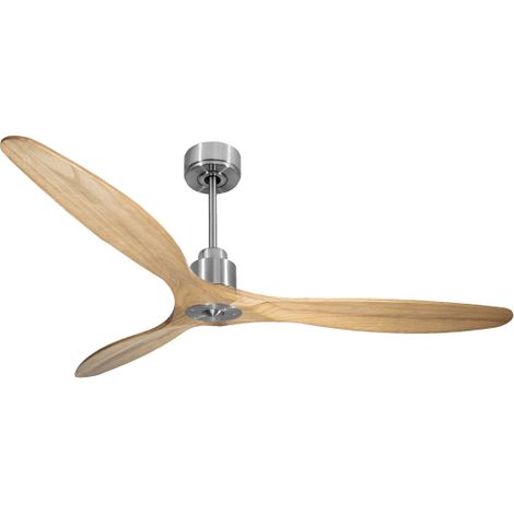 Tenerife Ring - Super destratificateur et ventilateur DC 166 cm  Chrome pales bois clair sans Lumière 30 à 60 m²