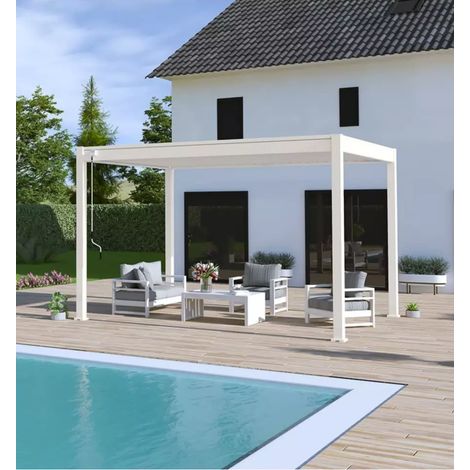 pergola bioclimatica ombréa "vs"  in alluminio bianco 397x303x257 cm