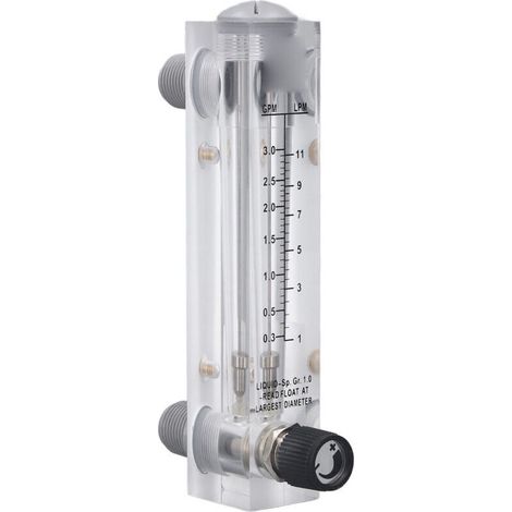 Débitmètre à eau transparent en acrylique, type montage panneau, réglable 0.3‑3 GPM pour mesure de débit liquide (1/5)