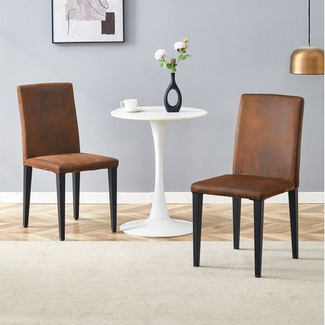 Sedia da pranzo in tessuto marrone e metallo nero, moderna, ergonomica, con schienale alto,41×47×90cm (1/5)