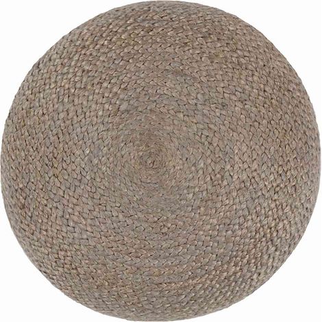 Pouf Repose-Pieds Fait à la Main en Ficelles de Jute Tressées Gris Clair 45 x 30 cm (1/3)