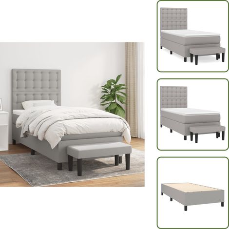 Materasso morbido - vidaXL Giroletto a Molle con Materasso Grigio Chiaro100x200 cm Tessuto - Letto con coprimaterasso