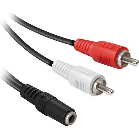 EKON Cavo Audio Jack 3,5 Mm Femmina A 2 Rca Maschio Con Protezione Anti Piega 30 Cm Nero (1/5)
