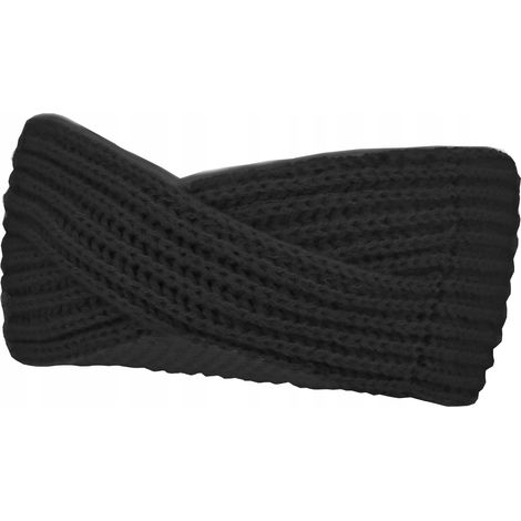 Fascia per capelli con orecchie, larga, spessa, calda, turbante invernale, nera 54/58 V021A (1/2)