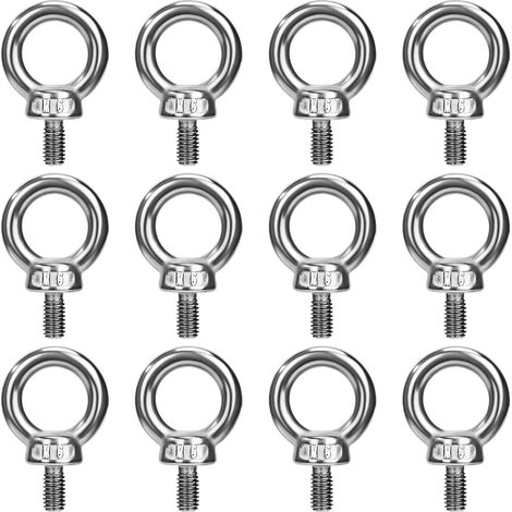 APEX Boulons à Oeil M6 Anneau de Levage Boulon à œil Anneaux Filetage Vis en Acier Inoxydable 304 pour Fixer des Suspendus Relier 12 Pièces (1/5)